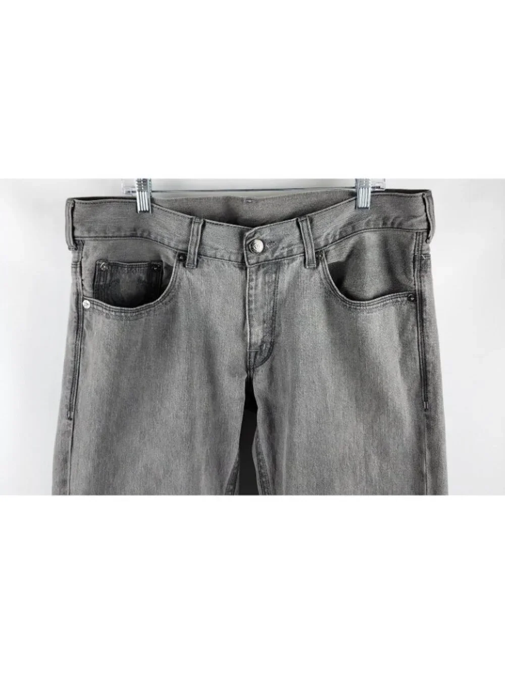 True Religion Jeans Mens 36x34 Gray Mid Rise Straight Leg Denim M58800BQT1 USA